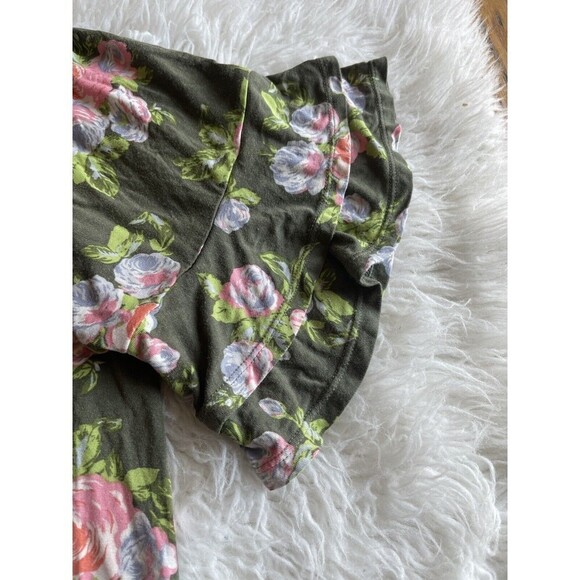 Matilda Jane Womens Sz XS Green Floral Print Ruffle Short Sleeve blouse - Picture 6 of 10